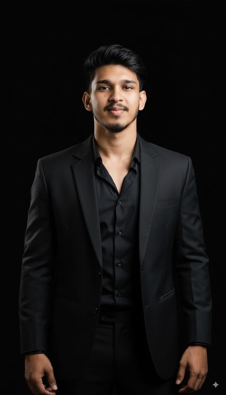 Harrish Govindasamy in a black suit